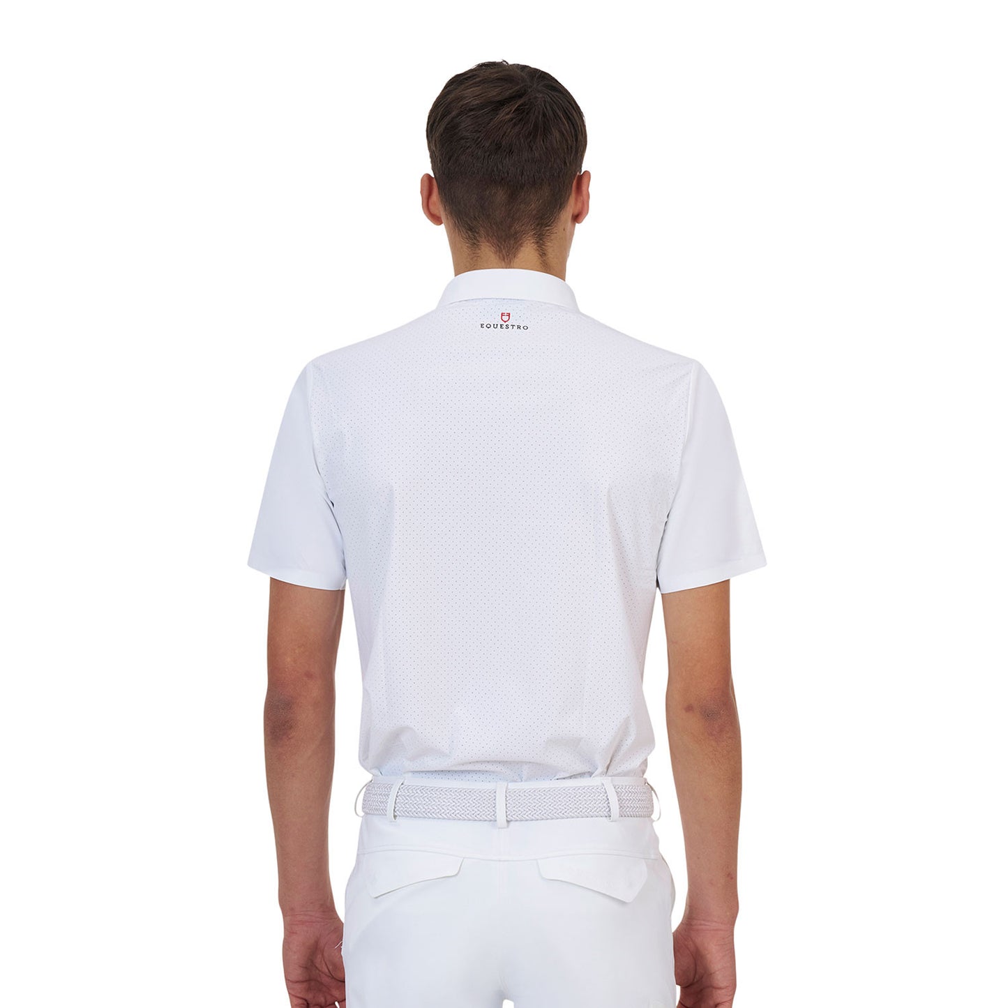 Polo concurso hombre Equestro Ridertechnology manga corta botones - Blanco
