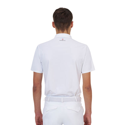 Polo concurso hombre Equestro Ridertechnology manga corta botones - Blanco