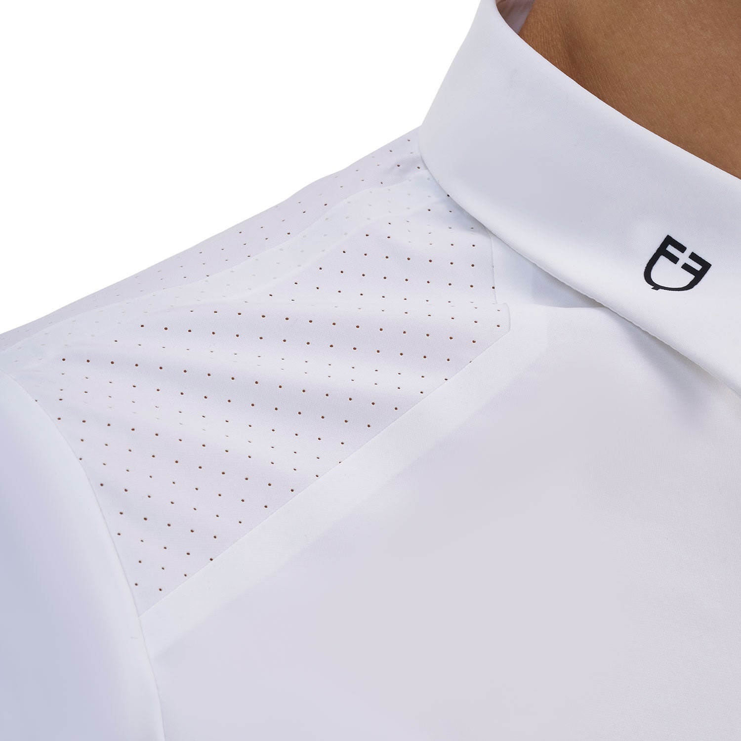 Polo concurso hombre Equestro Ridertechnology manga corta botones - Blanco