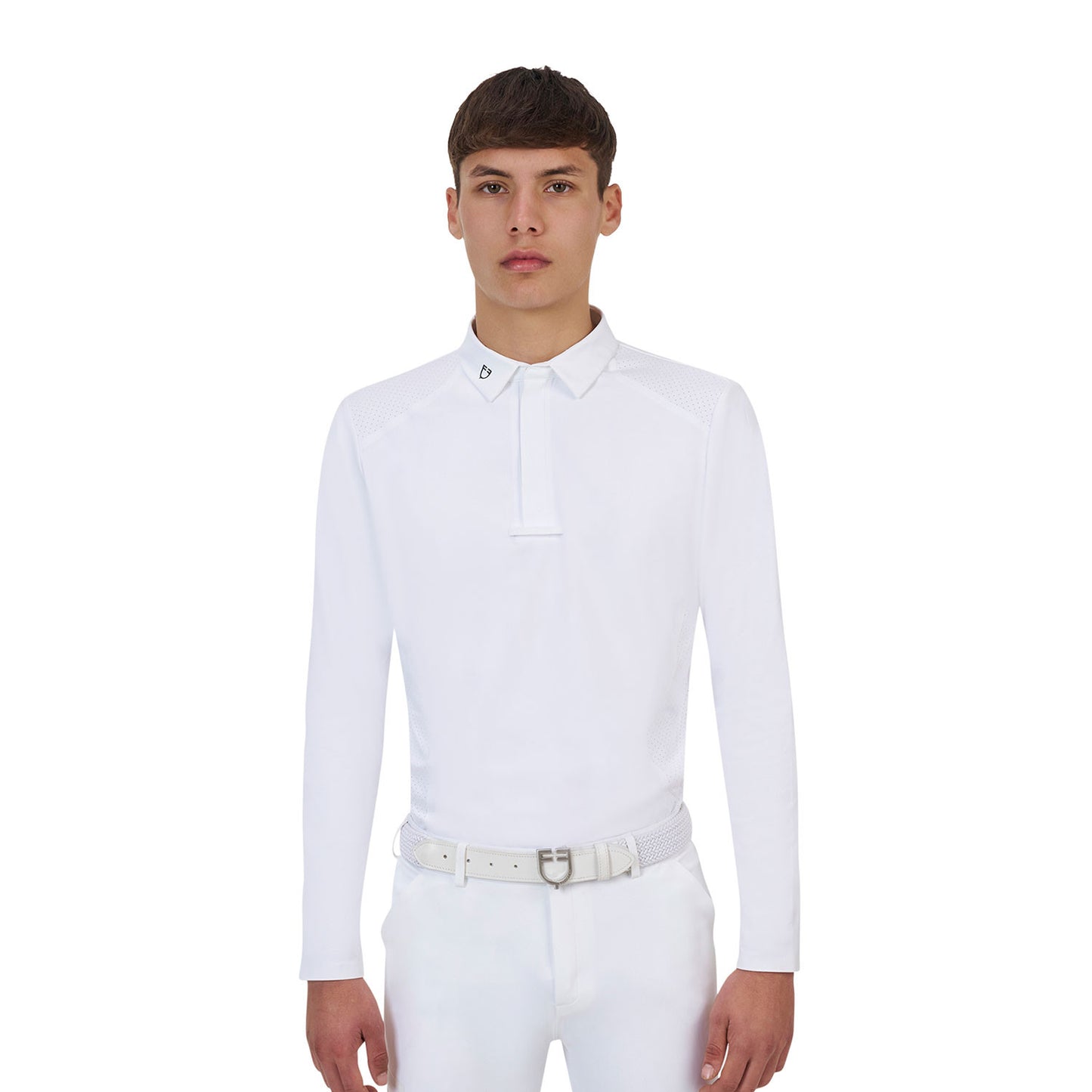 Polo concurso hombre Equestro Ridertechnology manga larga botones
