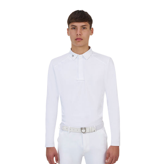 Polo concurso hombre Equestro Ridertechnology manga larga botones