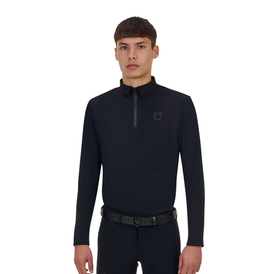 Polo de entrenamiento para hombre Equestro Ridertechnology manga larga y cremallera