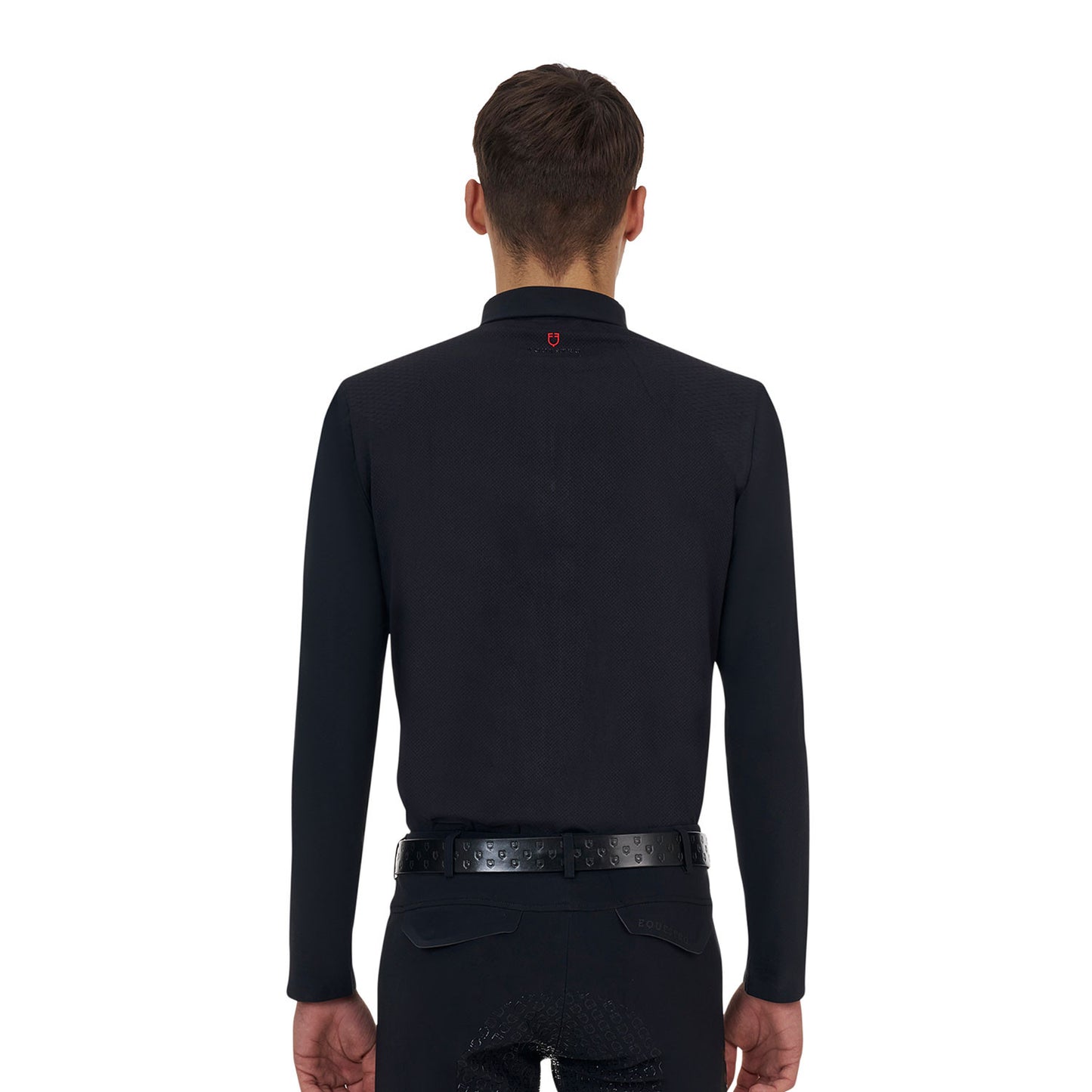 Polo de entrenamiento para hombre Equestro Ridertechnology manga larga y cremallera - Negro