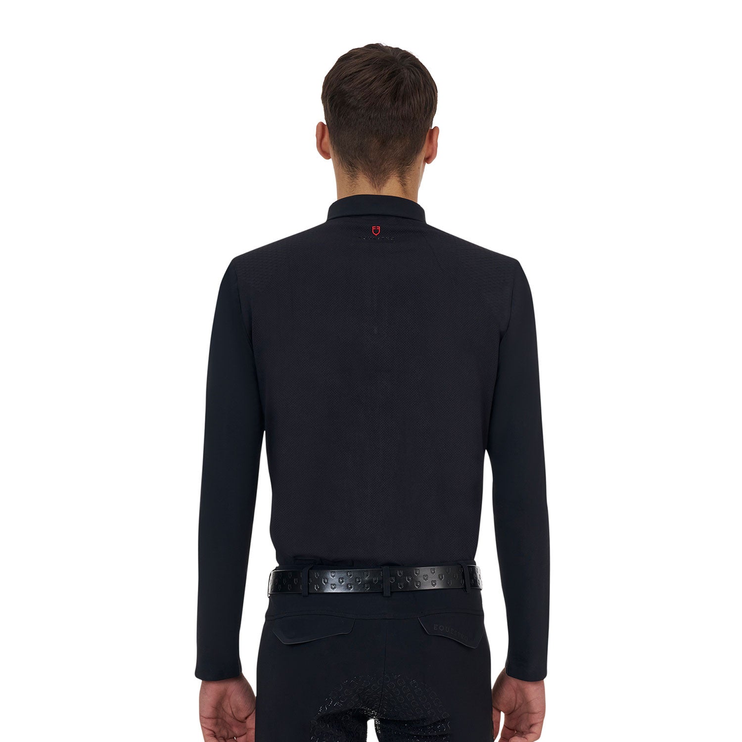 Polo de entrenamiento para hombre Equestro Ridertechnology manga larga y cremallera - Negro