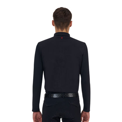Polo de entrenamiento para hombre Equestro Ridertechnology manga larga y cremallera - Negro