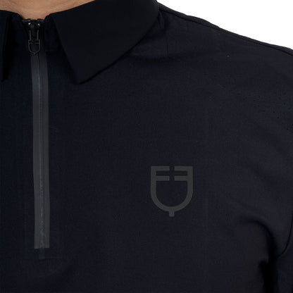 Polo de entrenamiento para hombre Equestro Ridertechnology manga larga y cremallera - Negro