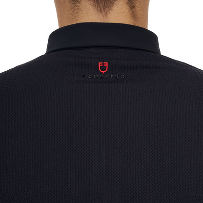 Polo de entrenamiento para hombre Equestro Ridertechnology manga larga y cremallera - Negro