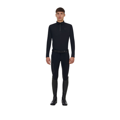 Polo de entrenamiento para hombre Equestro Ridertechnology manga larga y cremallera - Negro