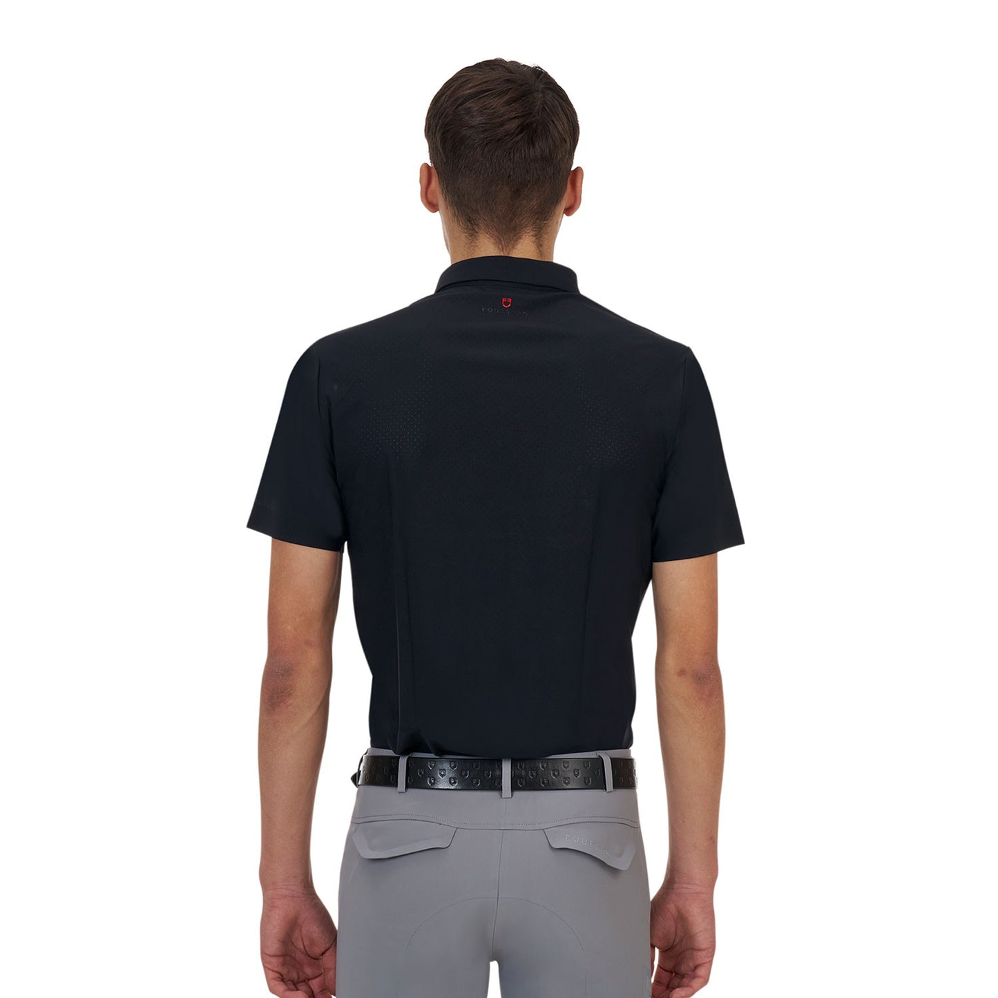Polo de entrenamiento hombre Equestro Ridertechnology manga corta y cremallera - Negro