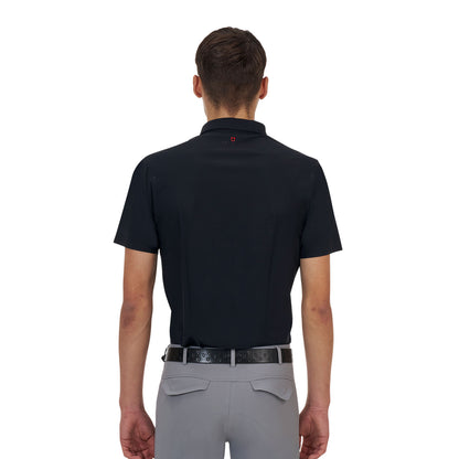 Polo de entrenamiento hombre Equestro Ridertechnology manga corta y cremallera - Negro