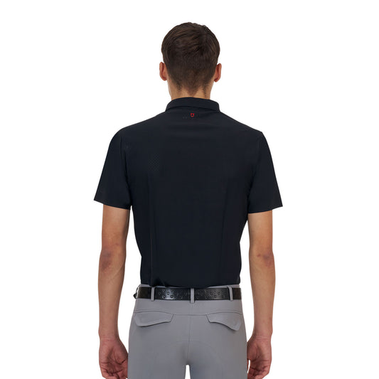 Polo de entrenamiento hombre Equestro Ridertechnology manga corta y cremallera - Negro