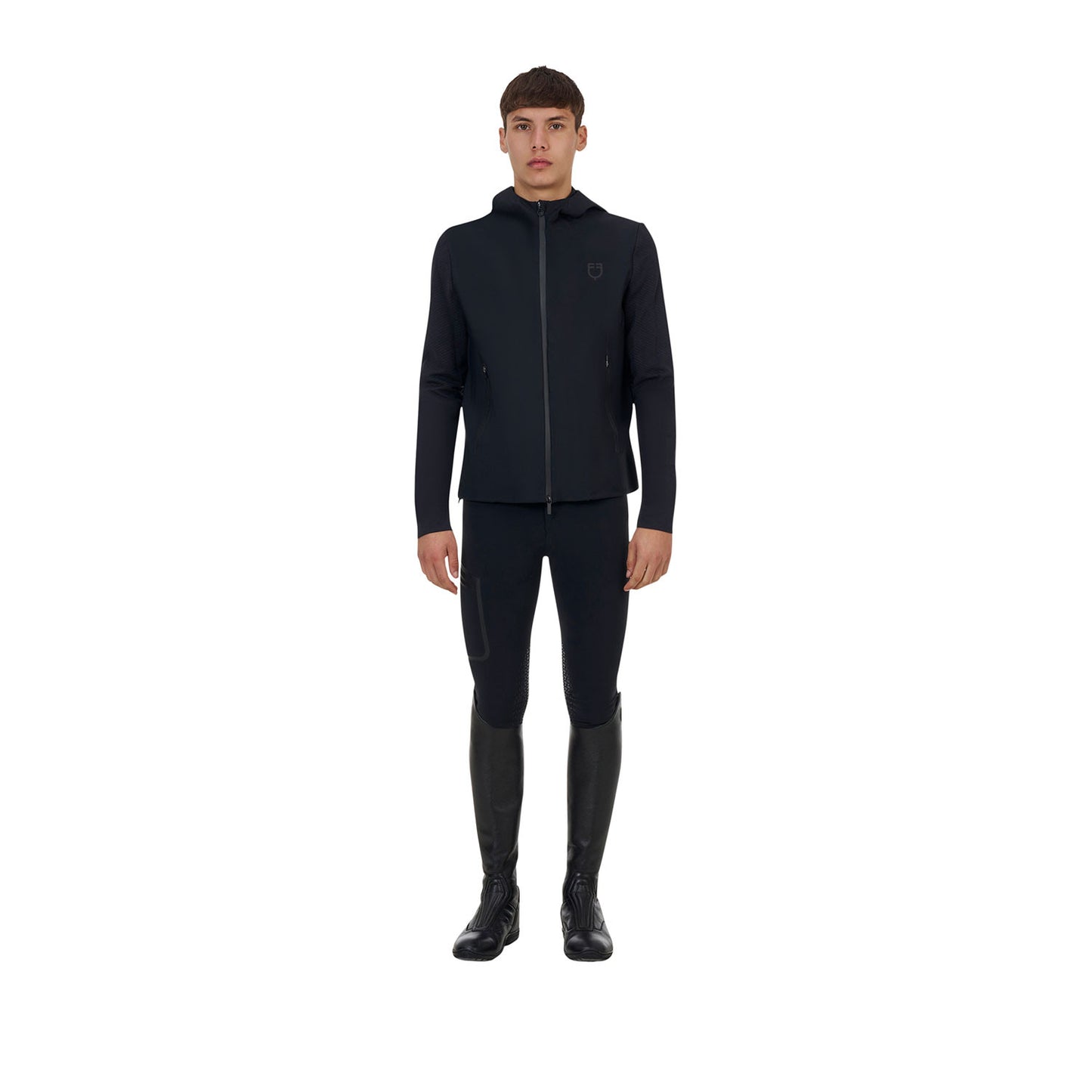 Sudadera técnica de hombre Equestro Ridertechnology con capucha - Negro