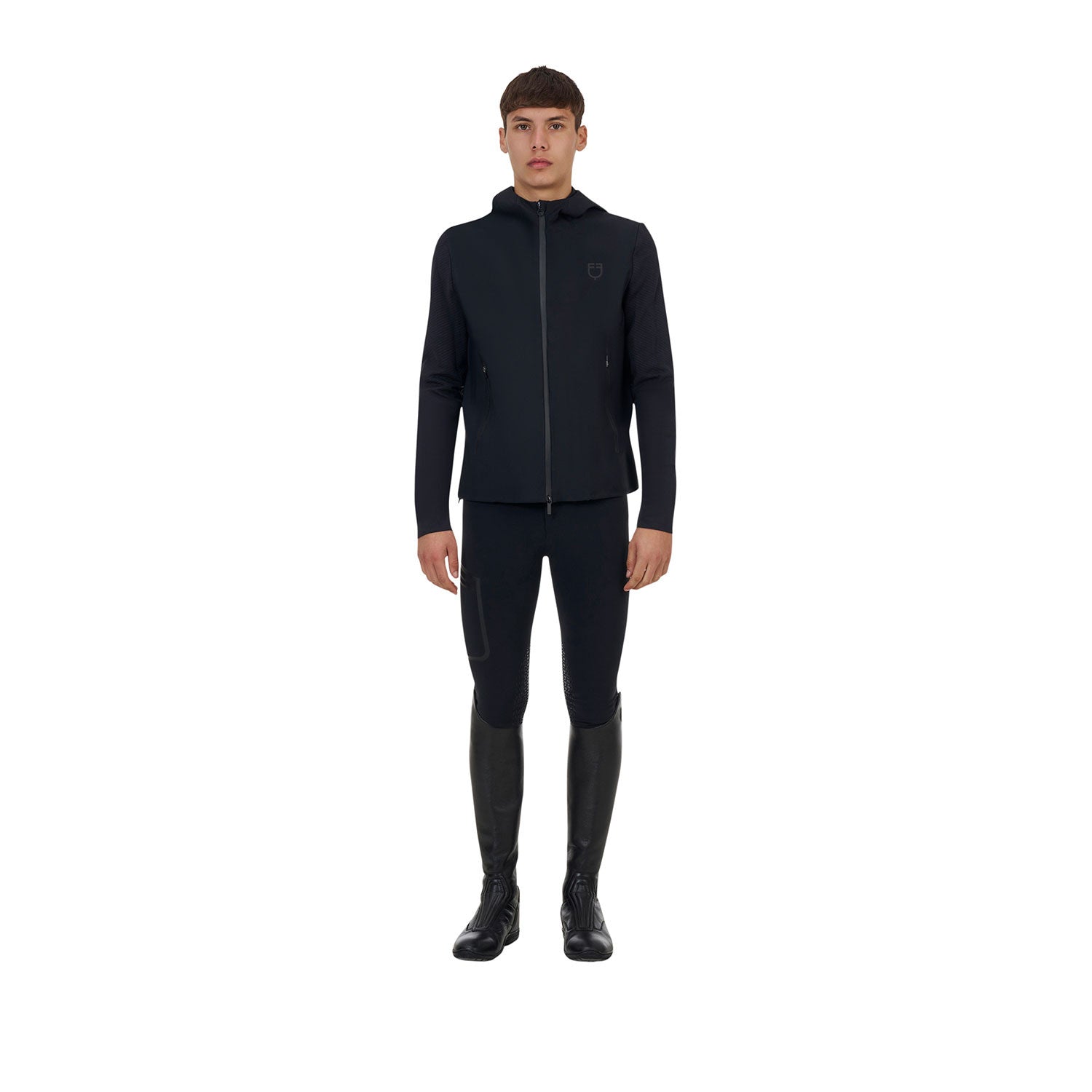 Sudadera técnica de hombre Equestro Ridertechnology con capucha - Negro
