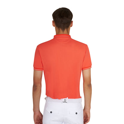 Polo de entrenamiento para hombre con detalles en contraste Equestro - Cherry Tomato (17-1563)/White