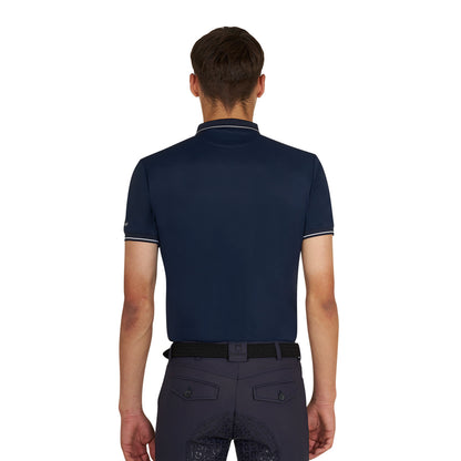 Polo de entrenamiento para hombre con detalles en contraste Equestro - Navy Blazer (19-3923)/White