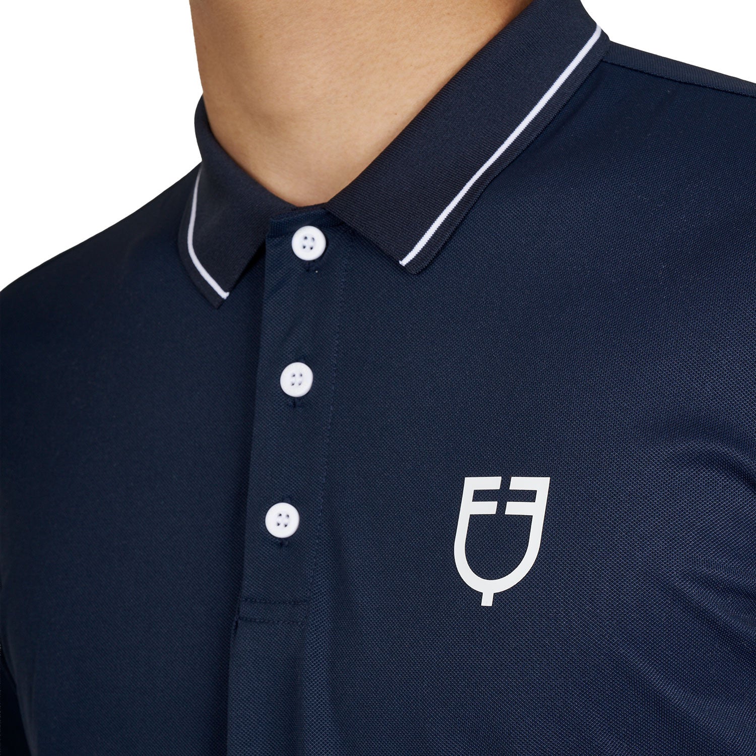 Polo de entrenamiento para hombre con detalles en contraste Equestro - Navy Blazer (19-3923)/White