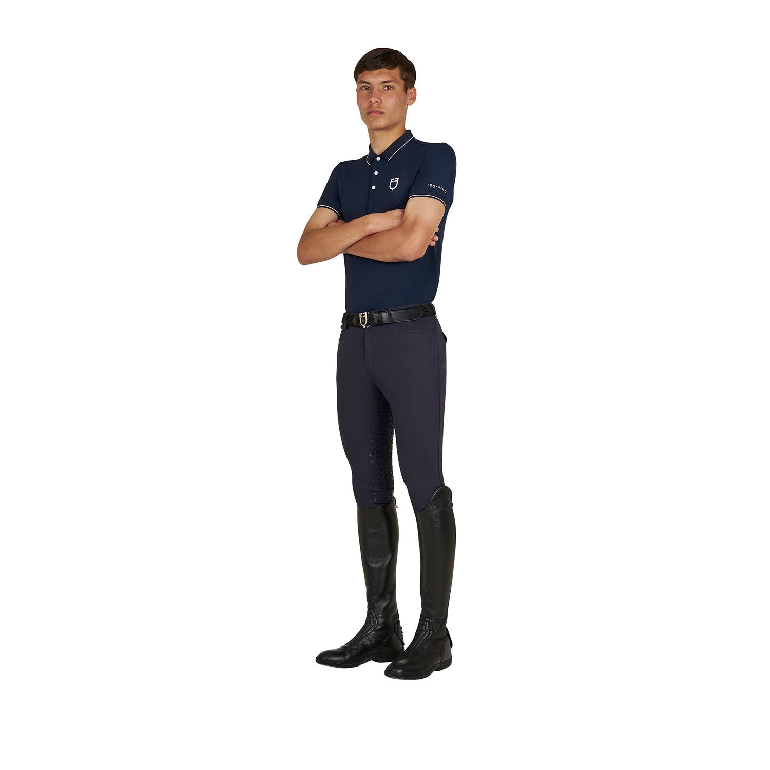 Polo de entrenamiento para hombre con detalles en contraste Equestro - Navy Blazer (19-3923)/White