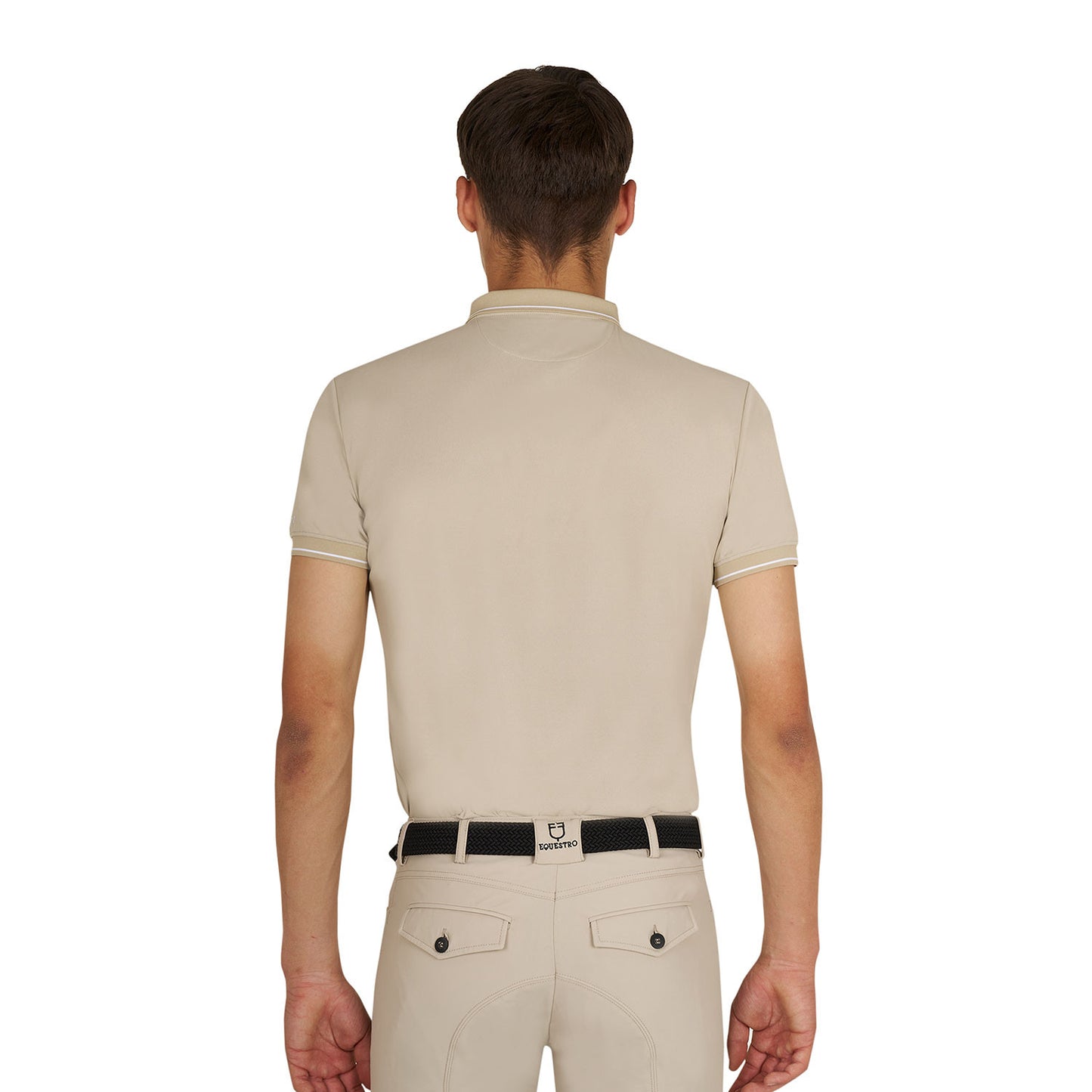 Polo de entrenamiento para hombre con detalles en contraste Equestro - Oxford Tan (15-1306)/White