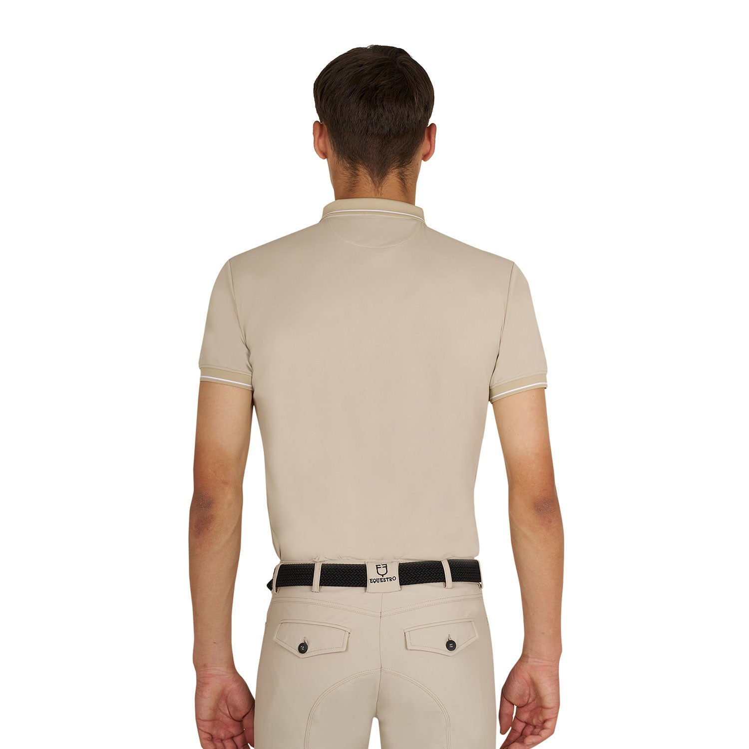Polo de entrenamiento para hombre con detalles en contraste Equestro - Oxford Tan (15-1306)/White