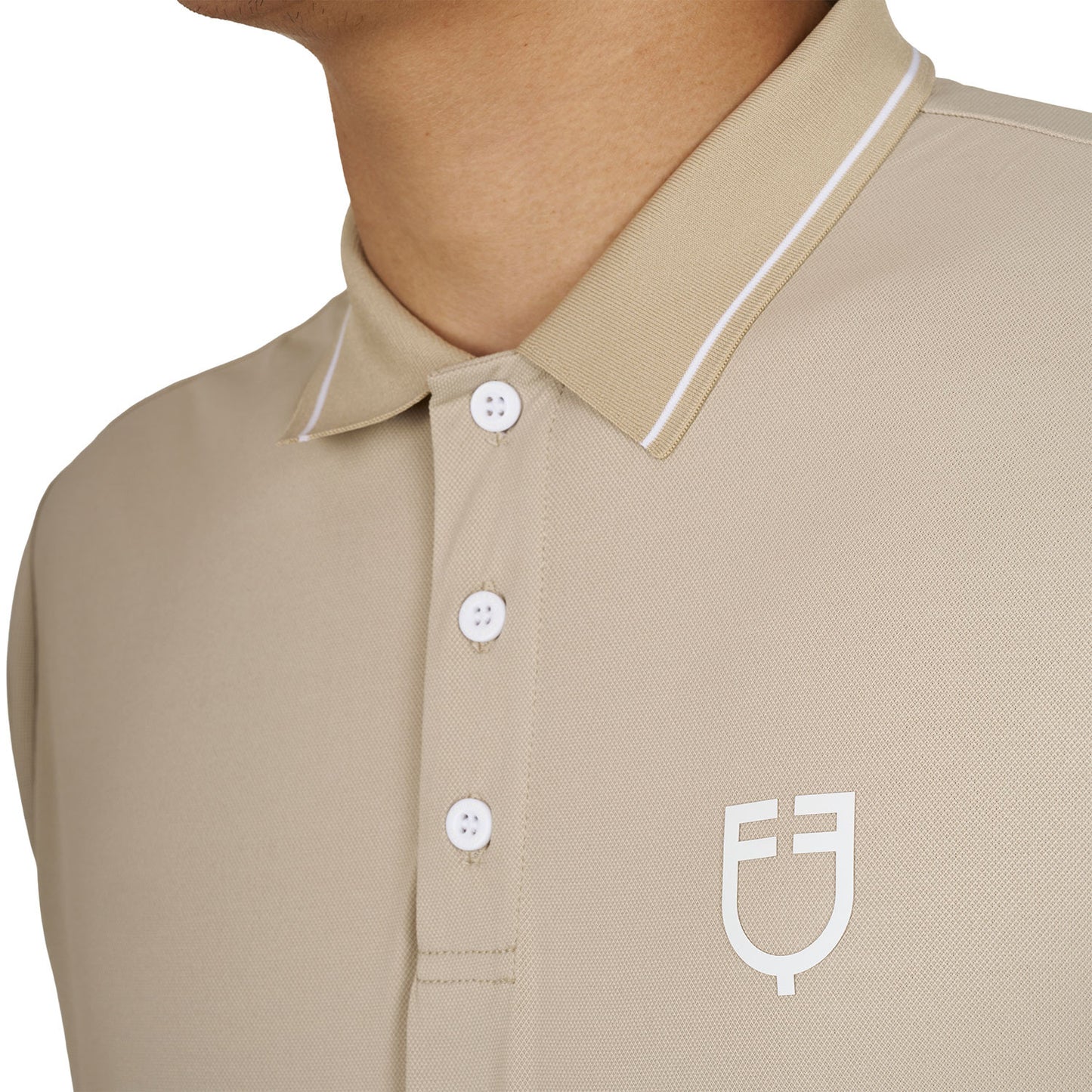 Polo de entrenamiento para hombre con detalles en contraste Equestro - Oxford Tan (15-1306)/White