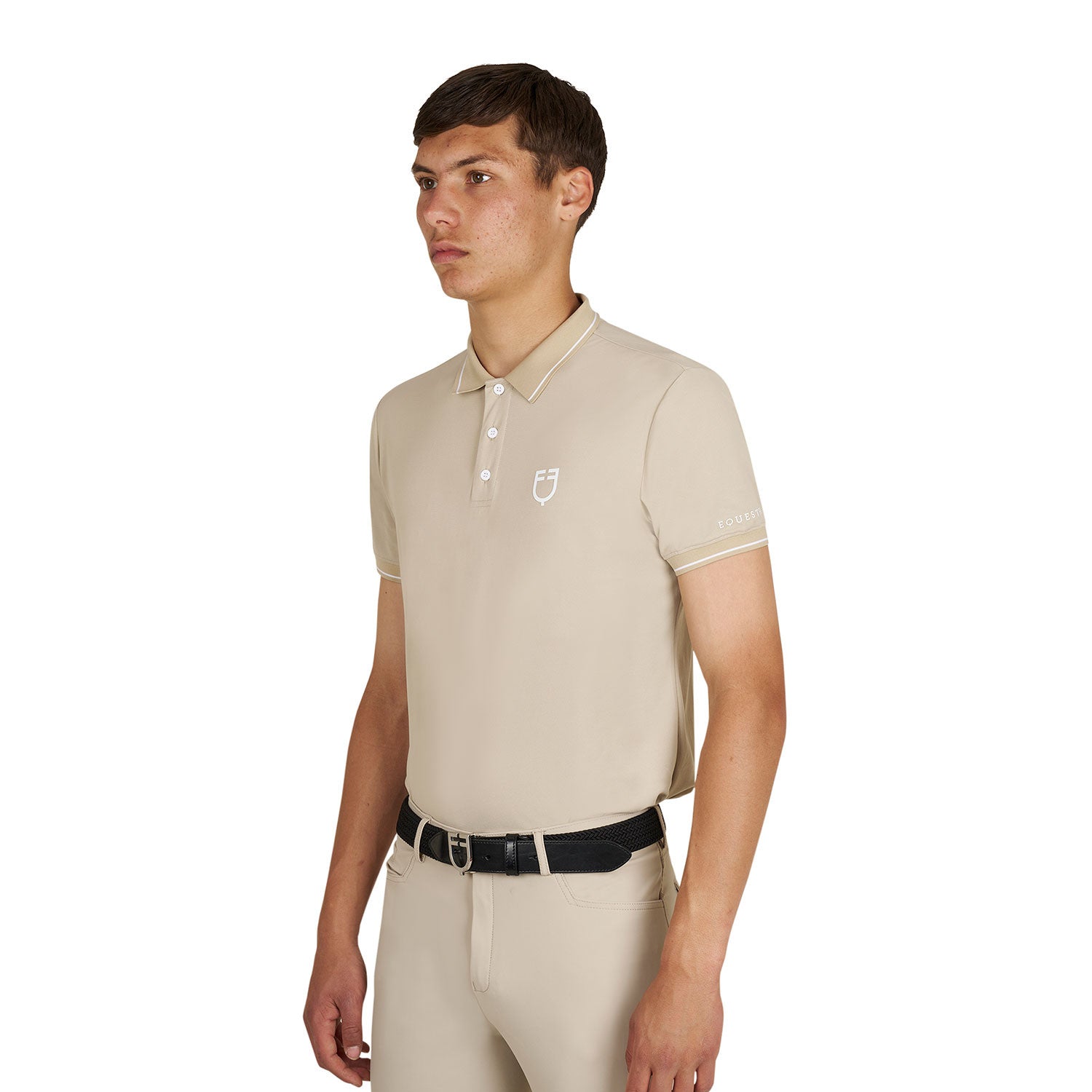 Polo de entrenamiento para hombre con detalles en contraste Equestro - Oxford Tan (15-1306)/White