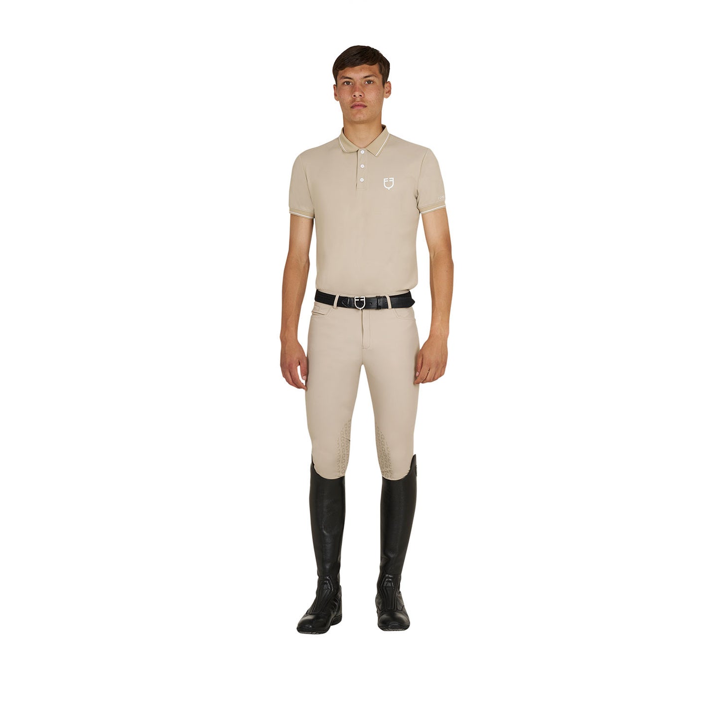 Polo de entrenamiento para hombre con detalles en contraste Equestro - Oxford Tan (15-1306)/White