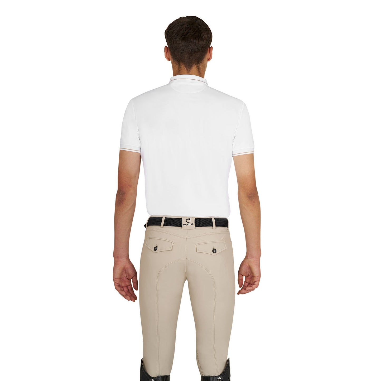 Polo de entrenamiento para hombre con detalles en contraste Equestro - White/Oxford Tan