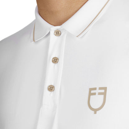 Polo de entrenamiento para hombre con detalles en contraste Equestro - White/Oxford Tan