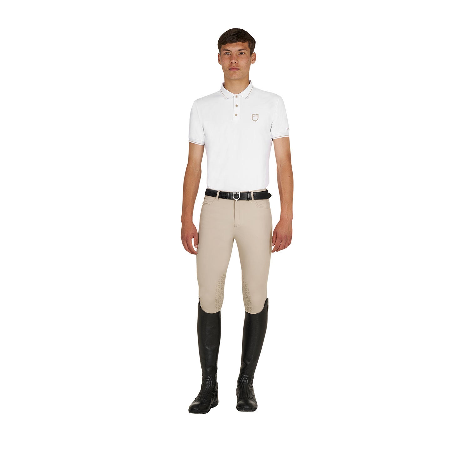 Polo de entrenamiento para hombre con detalles en contraste Equestro - White/Oxford Tan