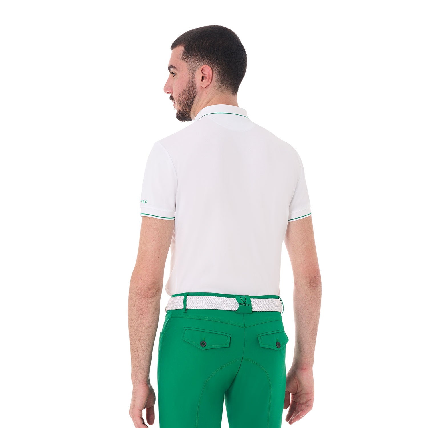 Polo de entrenamiento para hombre con detalles en contraste Equestro - White/Ultramarine Green