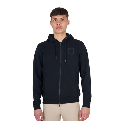 Sudadera de hombre con capucha ajustable y cremallera Equestro - Negro