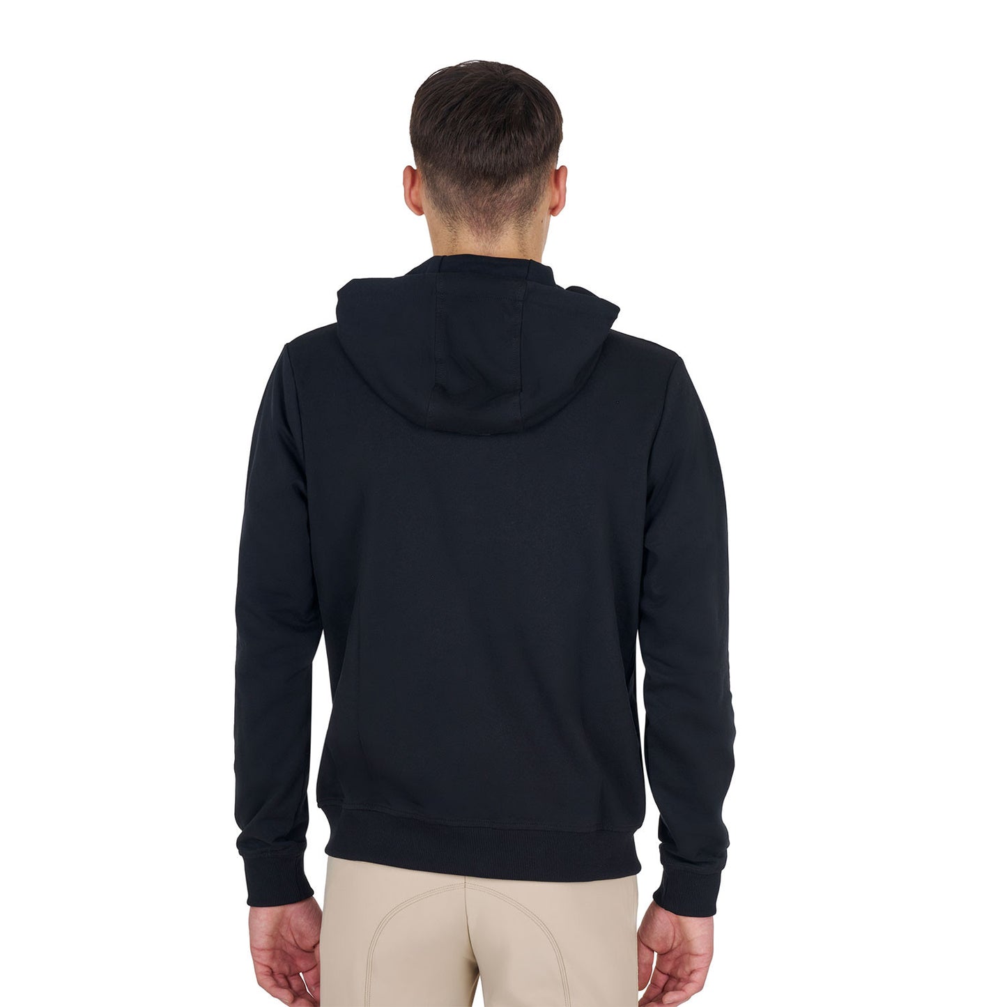 Sudadera de hombre con capucha ajustable y cremallera Equestro - Negro