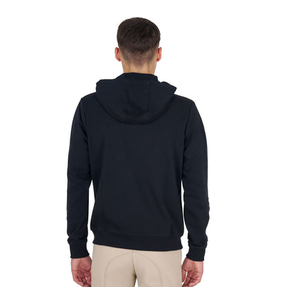 Sudadera de hombre con capucha ajustable y cremallera Equestro - Negro
