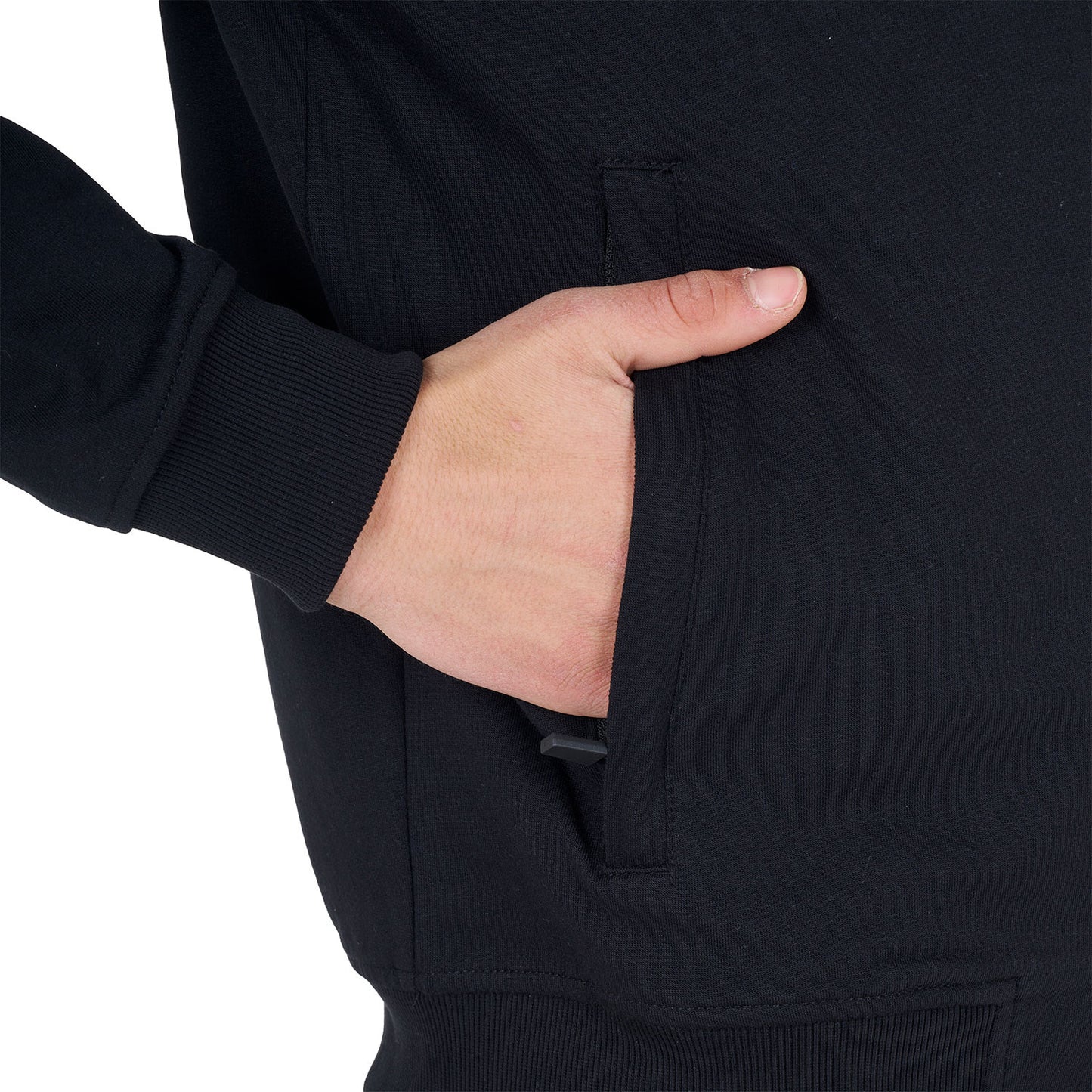 Sudadera de hombre con capucha ajustable y cremallera Equestro - Negro