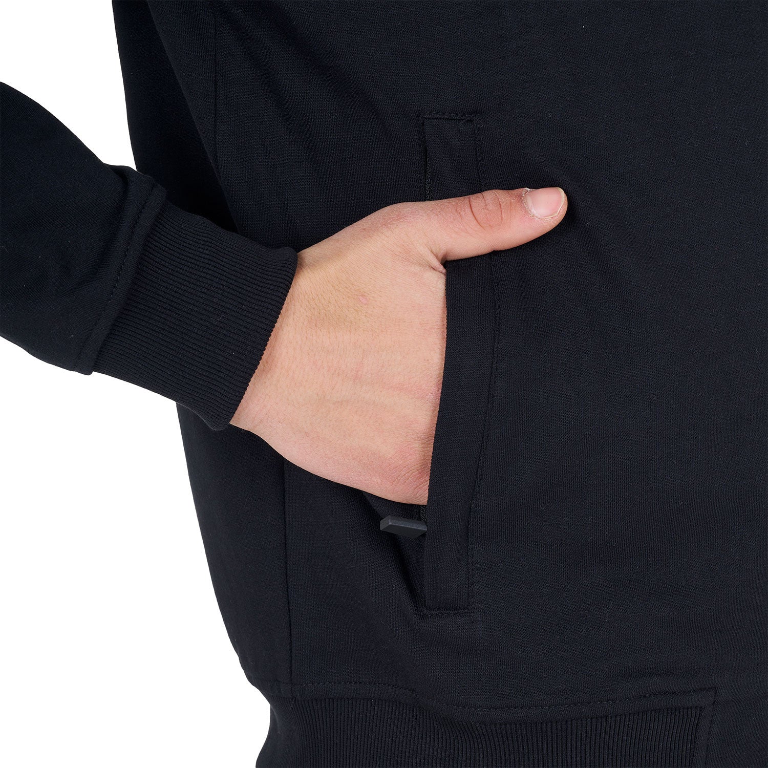 Sudadera de hombre con capucha ajustable y cremallera Equestro - Negro