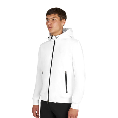 Sudadera de hombre con capucha ajustable y cremallera Equestro - Blanco