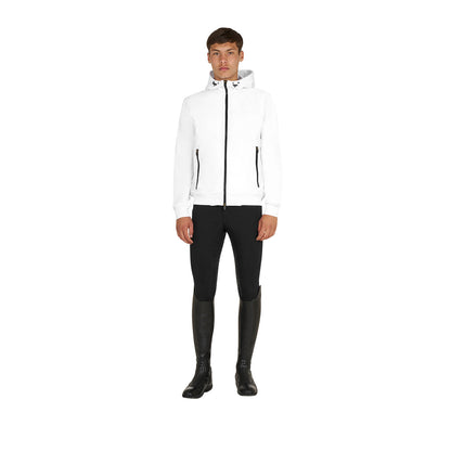 Sudadera de hombre con capucha ajustable y cremallera Equestro - Blanco