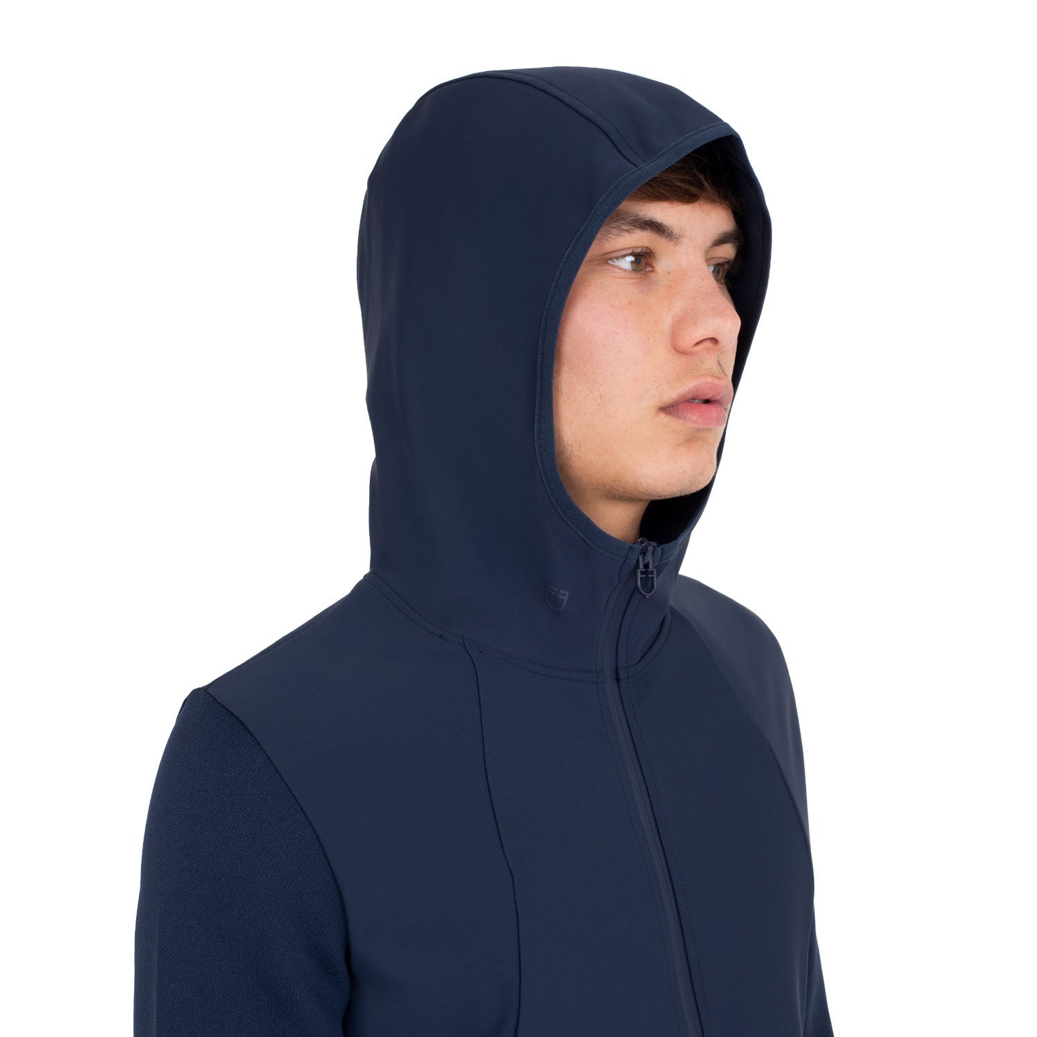 Sudadera técnica de hombre con capucha e inserciones de micromalla Equestro - Navy Blazer