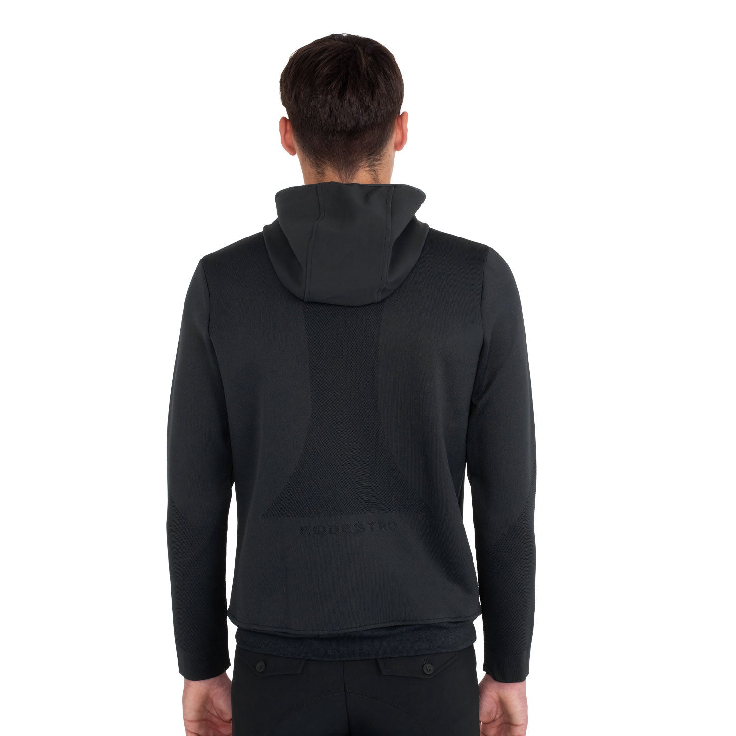 Sudadera técnica de hombre con capucha e inserciones de micromalla Equestro - Negro