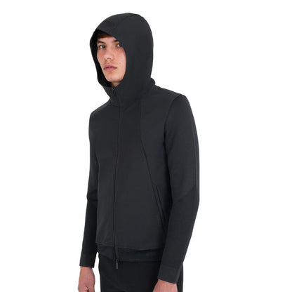 Sudadera técnica de hombre con capucha e inserciones de micromalla Equestro - Negro