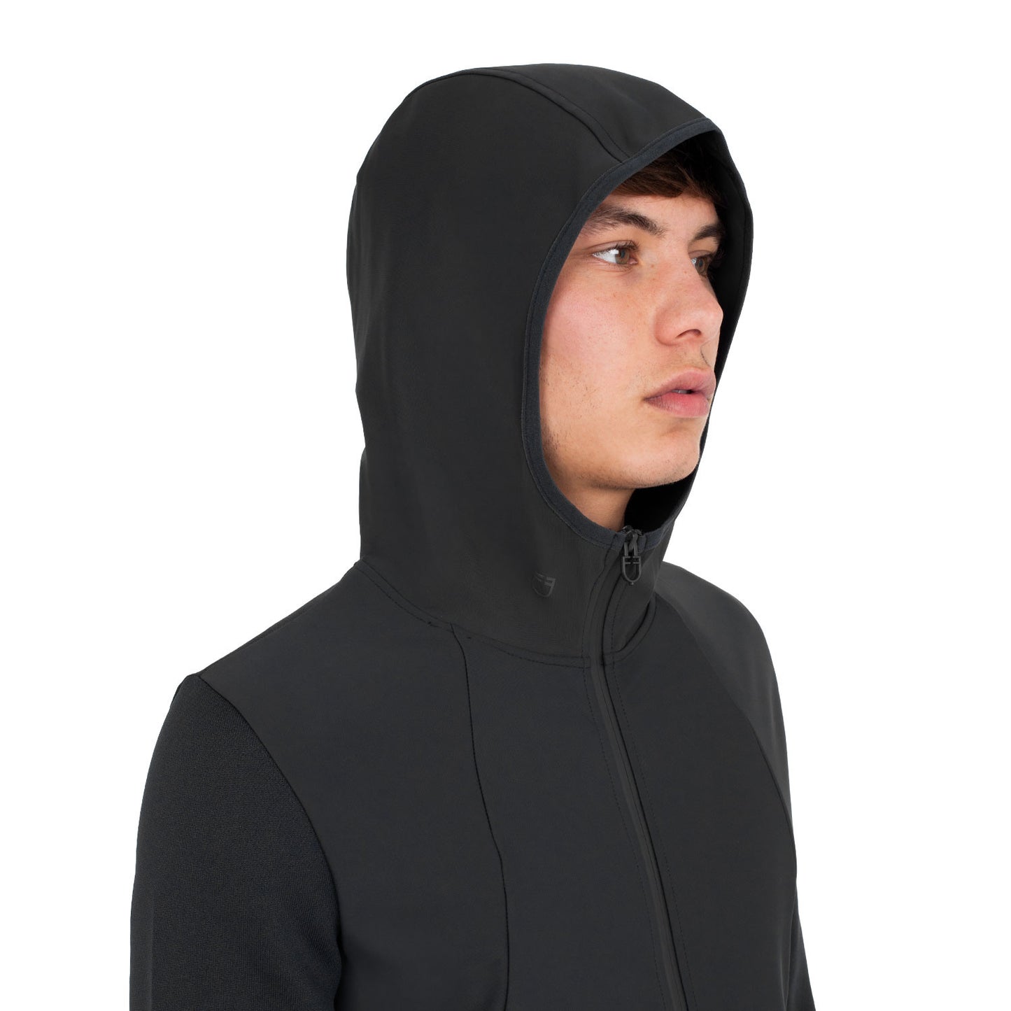 Sudadera técnica de hombre con capucha e inserciones de micromalla Equestro - Negro