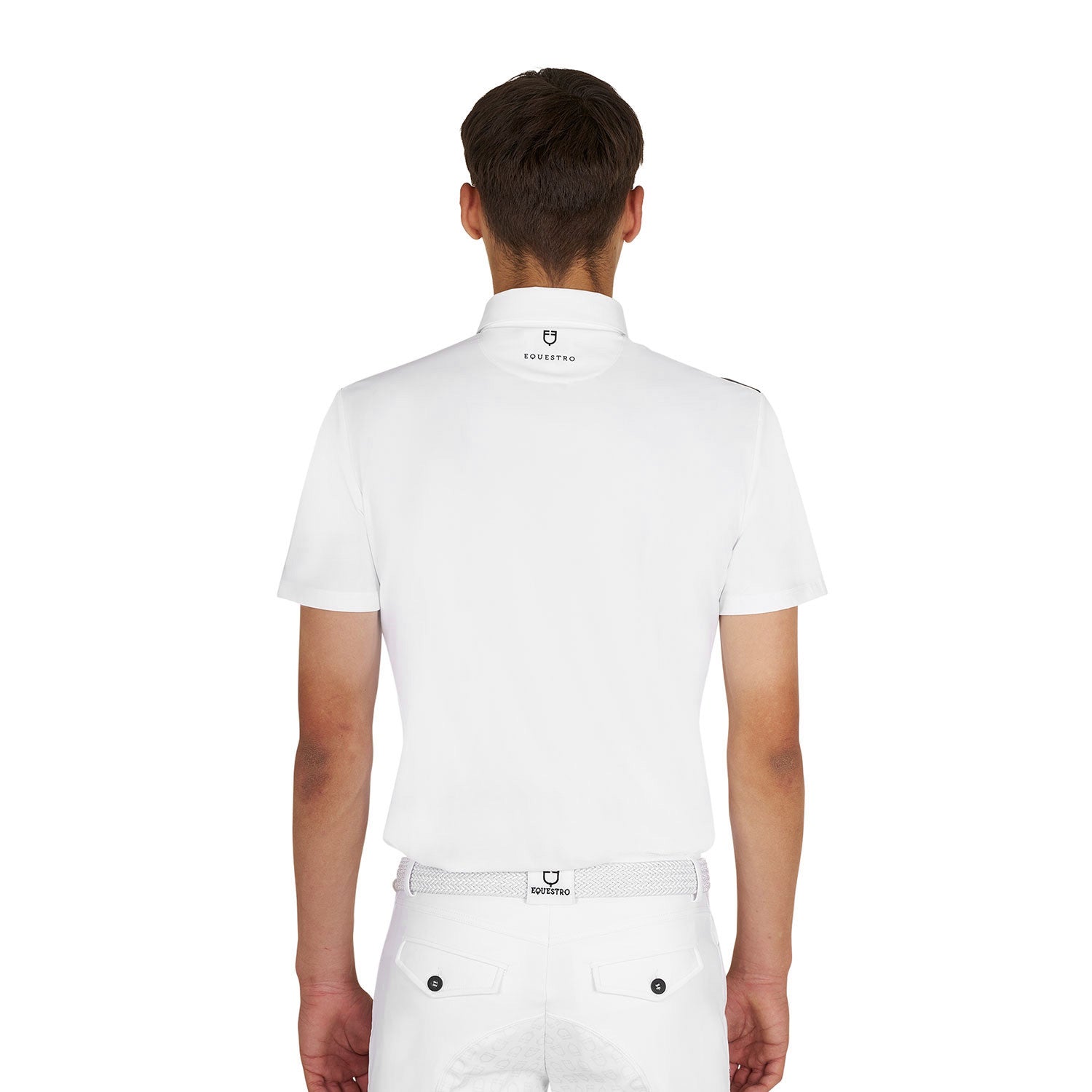Polo hombre concurso slim fit manga corta Equestro - Blanco