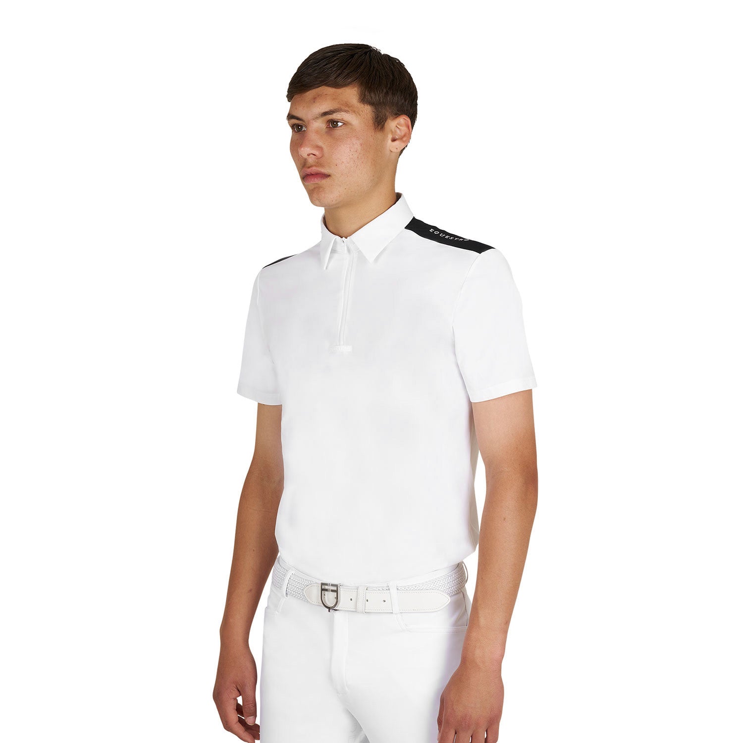 Polo hombre concurso slim fit manga corta Equestro - Blanco