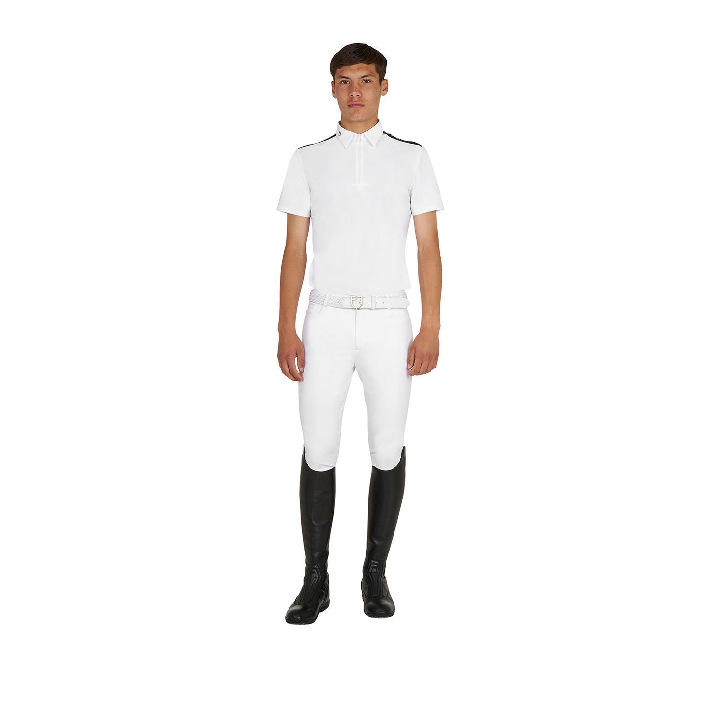 Polo hombre concurso slim fit manga corta Equestro - Blanco