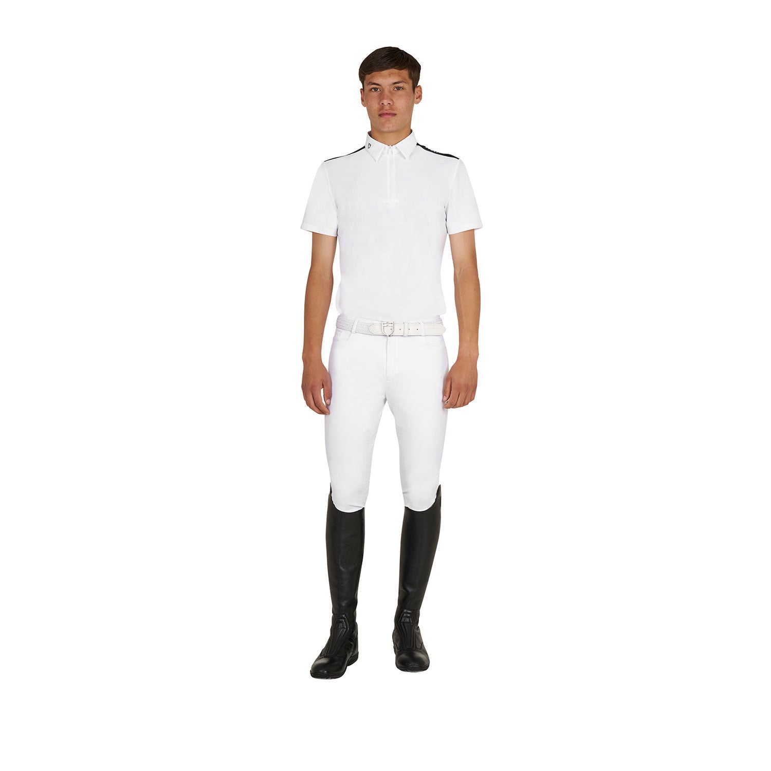 Polo hombre concurso slim fit manga corta Equestro - Blanco