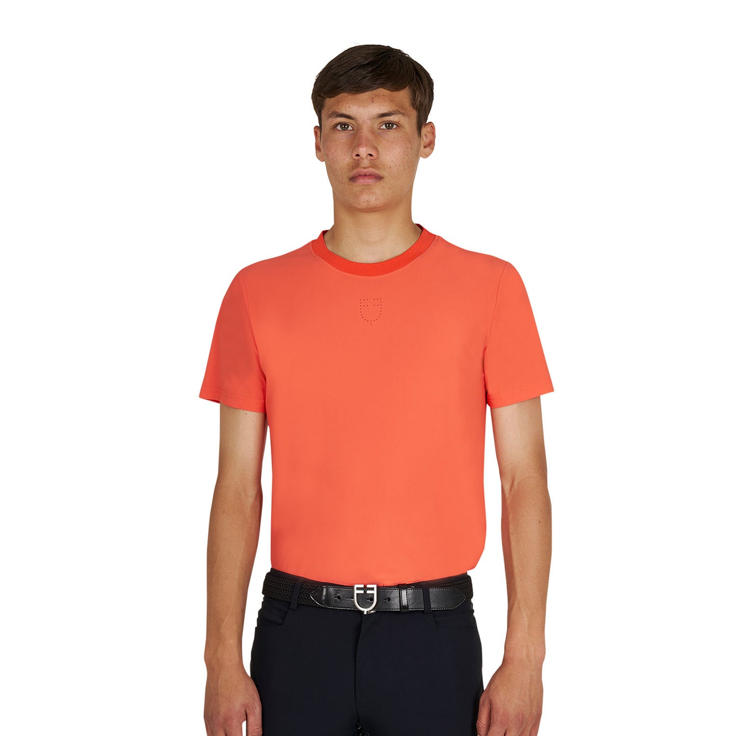 Camiseta de entrenamiento de hombre en tejido técnico con microperforaciones Equestro - Cherry Tomato