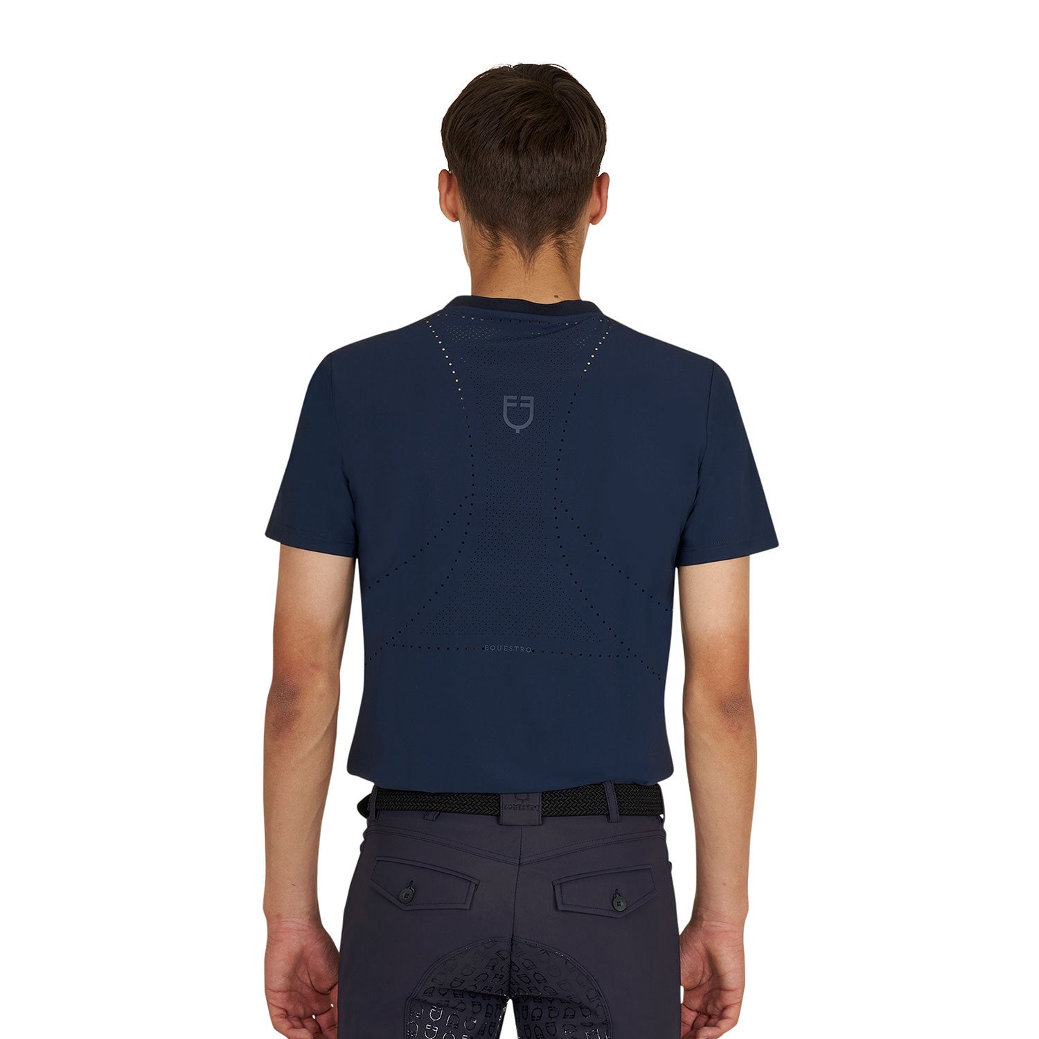 Camiseta de entrenamiento de hombre en tejido técnico con microperforaciones Equestro - Navy Blazer