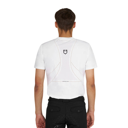 Camiseta de entrenamiento de hombre en tejido técnico con microperforaciones Equestro - Blanco