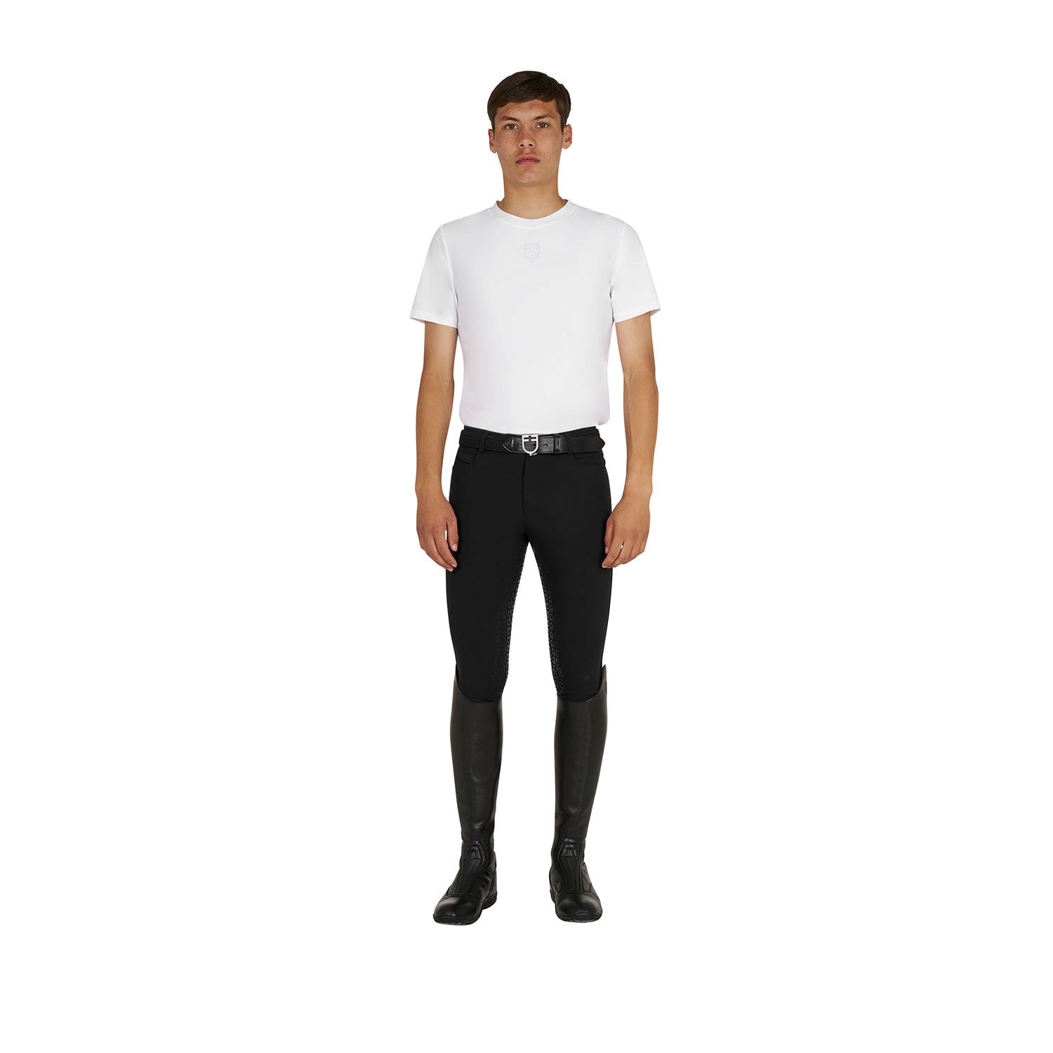 Camiseta de entrenamiento de hombre en tejido técnico con microperforaciones Equestro - Blanco