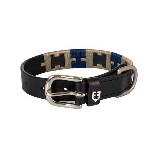 Collar de perro de cuero con motivo geométrico Equestro